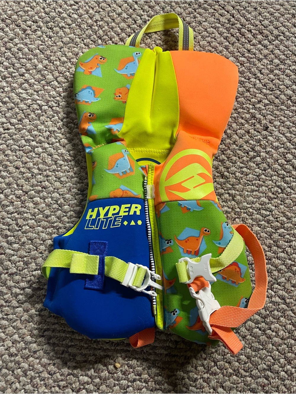 Kids' Dino Print Life Jacket - Green/Orange/Blue